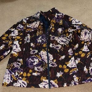 Lands End floral quilted jacket